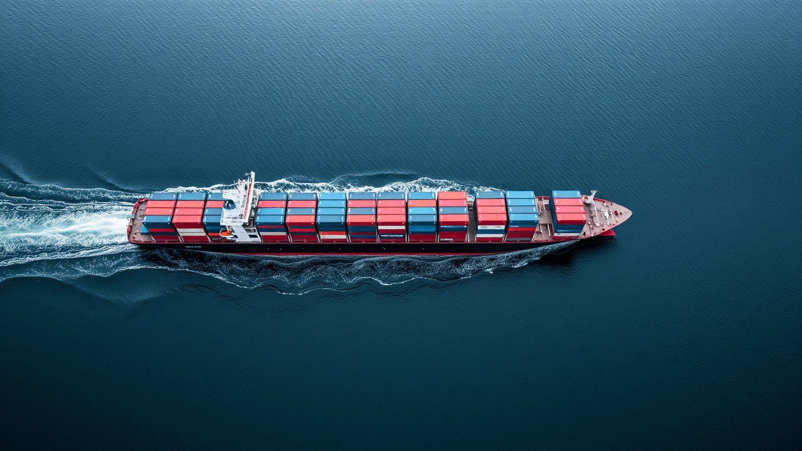 Cargo ship at sea carrying containers